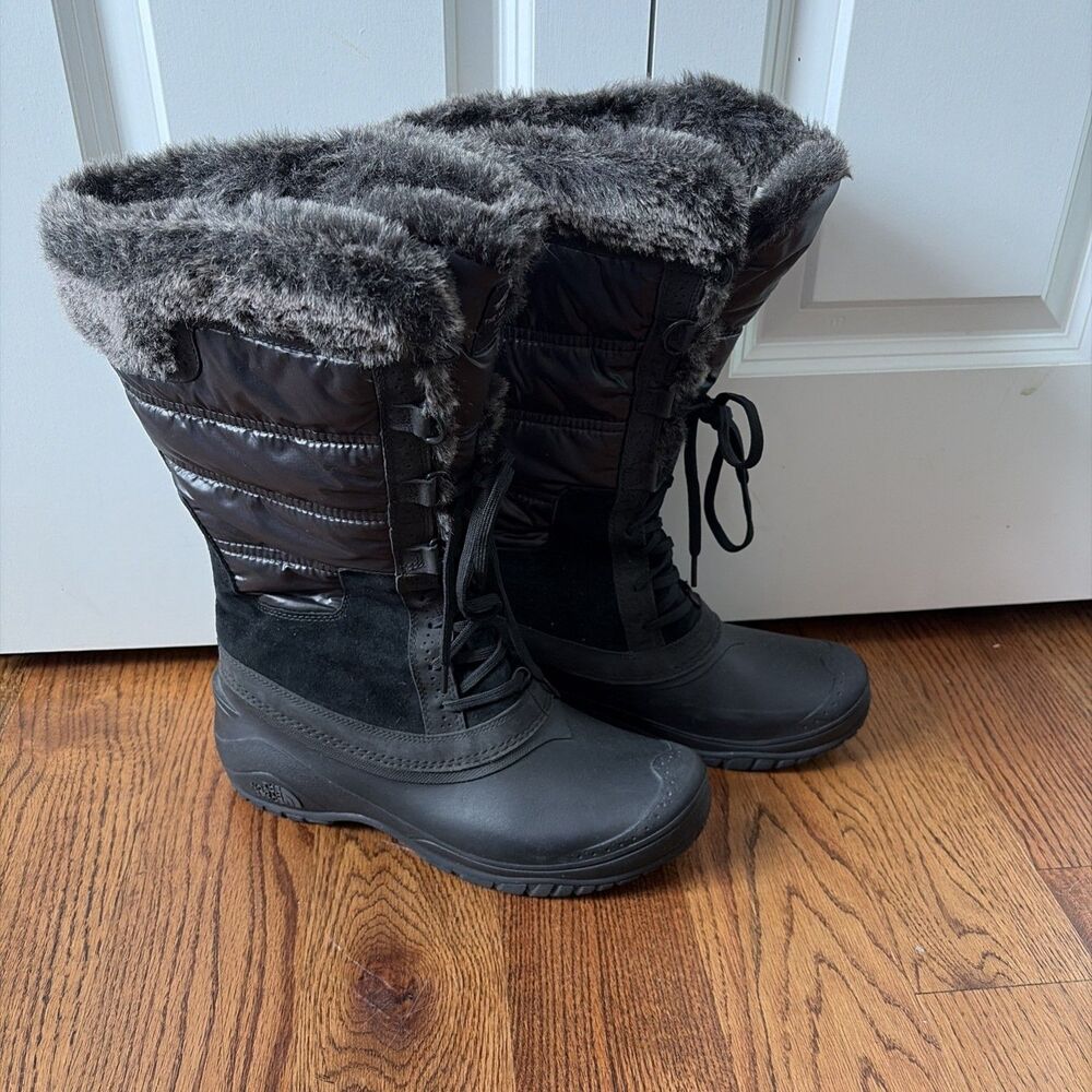 The North Face Shellista II Tall Insulated Winter Boots Black Women's Size 10.5